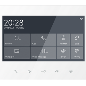 T-IS20-W 7'' WIFI TOUCHSCREEN INDOOR MONITOR, 2 WIRE, WHITE